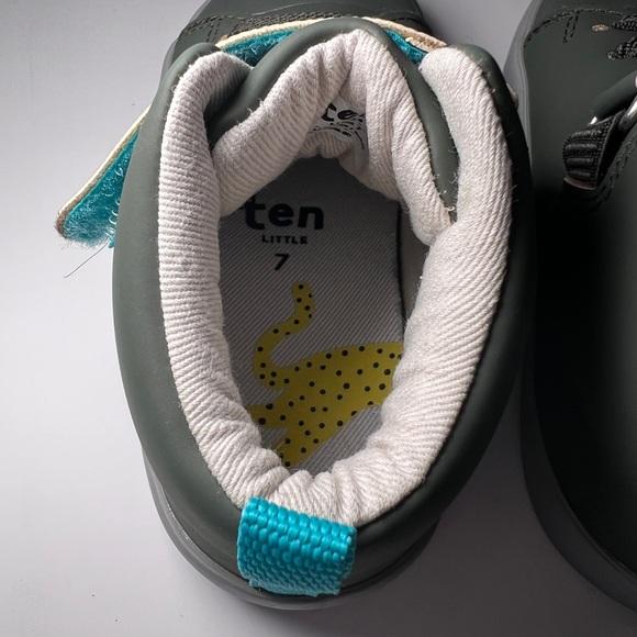 Ten Little size 7 Toddler Kids High Top Sneakers in Green Velcro straps - Picture 4 of 8